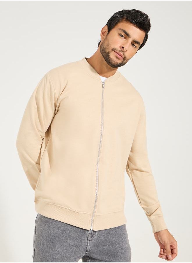 Zip Through Relaxed Bomber Jacket