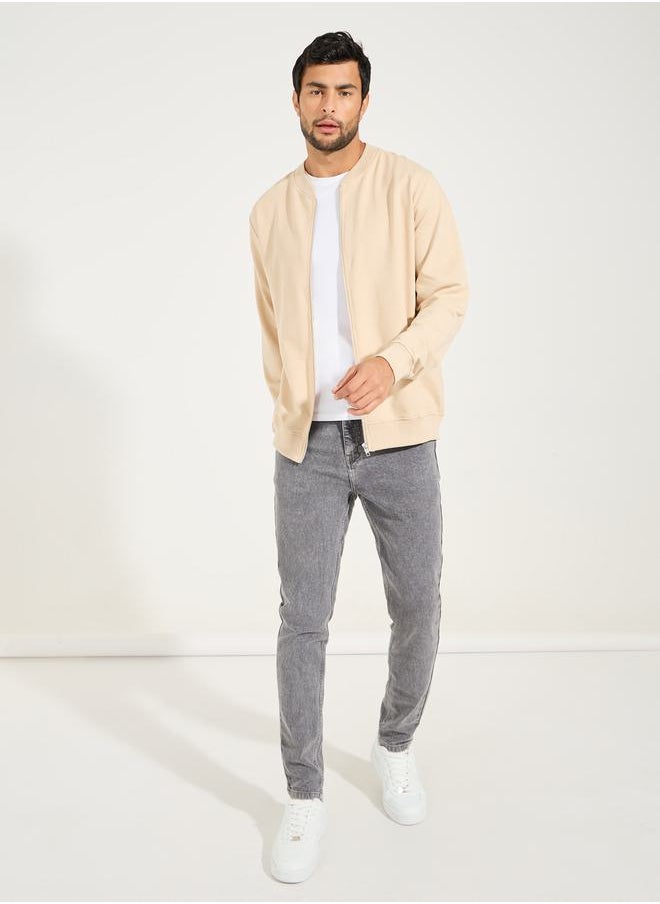Zip Through Relaxed Bomber Jacket