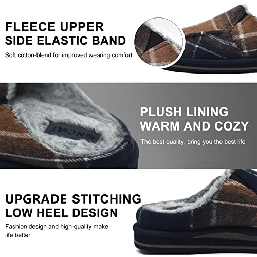 ONCAI Mens Slippers with Orthotic Arch Support,Cotton-Blend High-Density Memory Foam Plantar Fasciitis House Slippers Warm Stripe Faux Fur Clogs Slip-on Indoor Outdoor Rubber Sole Fade Blue Size 10 - Image 3