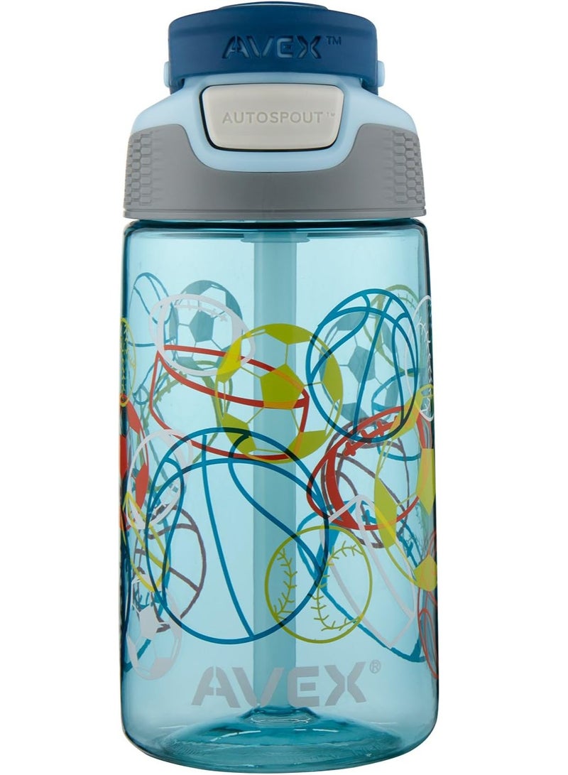 AVEX Powder Blue Flip Lid: Kids Auto Seal Freeride Water Bottle 16 oz - Image 1
