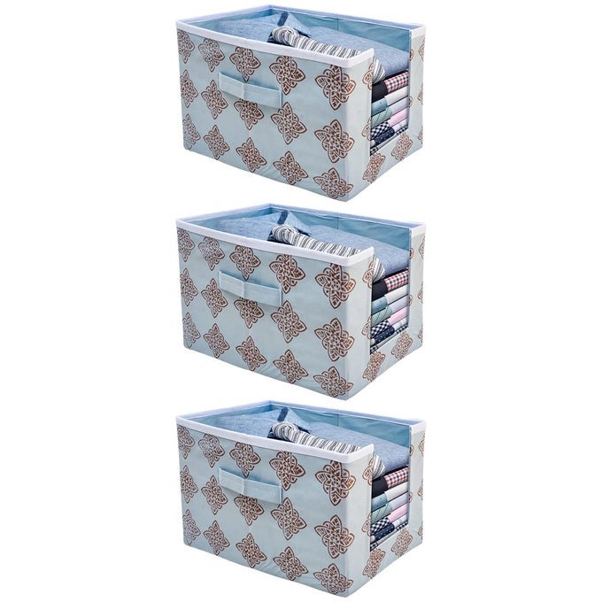 SHIRT STACKER WARDROBE ORGANIZER SHIRT STORAGE BIN CLOTHING COVERS FOR CLOSETS PRINTED FABRIC COMBO 2