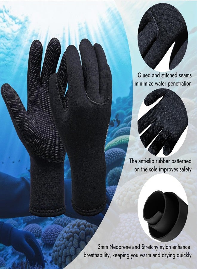 Dizokizo Neoprene Gloves Men Women,3mm Five Finger Thermal Anti-Slip Warm Wetsuit Winter Gloves Scuba Gear for Fishing Snorkeling Surfing Spearfishing Paddling Kayaking Swimming (M) - Image 2