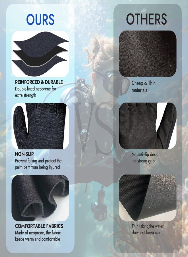 Dizokizo Neoprene Gloves Men Women,3mm Five Finger Thermal Anti-Slip Warm Wetsuit Winter Gloves Scuba Gear for Fishing Snorkeling Surfing Spearfishing Paddling Kayaking Swimming (M) - Image 3