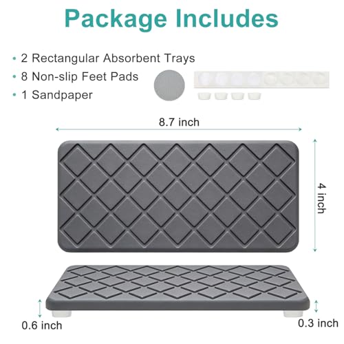 Deceram Water Absorbing Stone Drying Tray for Kitchen Counter Decor Bathroom Sink Organizer Soap Dish Dispenser Tray Diatomite Stone Fast Quick Drying Mat Bathroom Vanity Trays Sponge Holder Drink Coasters - Image 4