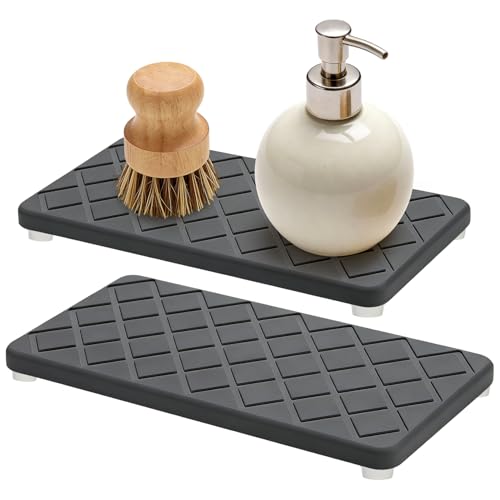 Deceram Water Absorbing Stone Drying Tray for Kitchen Counter Decor Bathroom Sink Organizer Soap Dish Dispenser Tray Diatomite Stone Fast Quick Drying Mat Bathroom Vanity Trays Sponge Holder Drink Coasters - Image 1