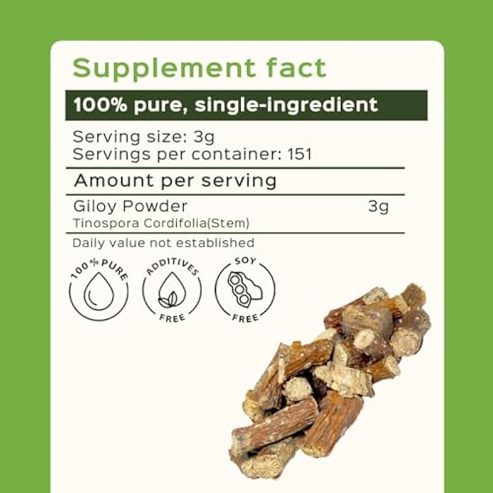 bixa BOTANICAL Guduchi Powder | Giloy | Tinospora Cordifolia | 1 Pound / 16 OZ | Ayurvedic Herbal Supplement for Immunity Support | Gluten Free, Non-GMO, Steam Treated, Vegan, 100% Pure. - Image 2