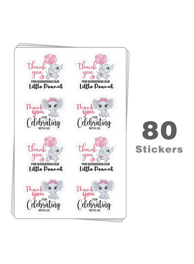 Kaecery Cute Thank You for Celebrating With Us Pink Elephant Girl Shower Stickers - Party Favor Labels for Elephant Theme Birthday Decorations - Image 3