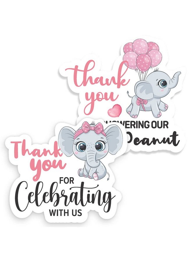 Kaecery Cute Thank You for Celebrating With Us Pink Elephant Girl Shower Stickers - Party Favor Labels for Elephant Theme Birthday Decorations - Image 1