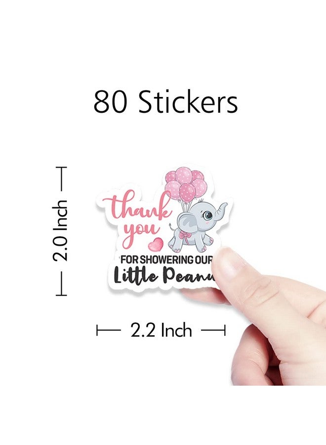 Kaecery Cute Thank You for Celebrating With Us Pink Elephant Girl Shower Stickers - Party Favor Labels for Elephant Theme Birthday Decorations - Image 2