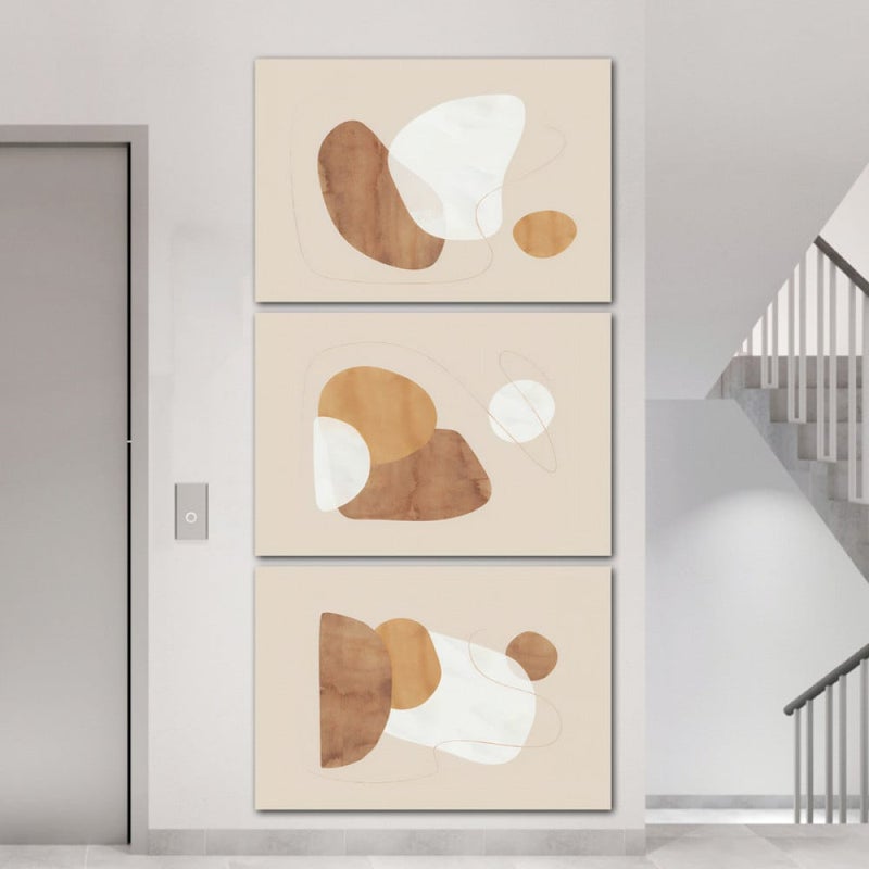 ماركتنا ثلاث لوحات قماشية بتصميم تجريدي مع برواز مجوف مقاس (120×60) ثلاث قطع - Image 1