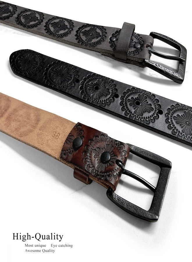 بيلتس.كوم Belts.com BS70-JT5803 حزام جينز كاجوال من الجلد الطبيعي بالكامل بتصميم رعاة البقر الغربي العتيق، عرض 1-1/2 بوصة (38 مم) (بني، 32) - Image 5