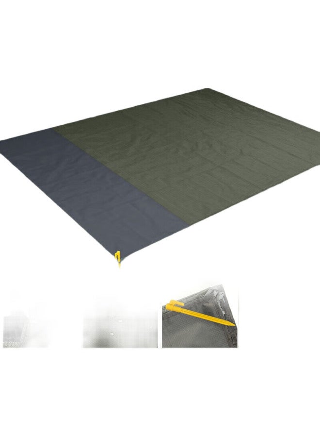 Wellhouse Outdoor Picnic Mat, Beach Seat, Thin Foldable Lightweight Storage Bag With Ground Stakes, Army Green 1.4*2M - Image 2