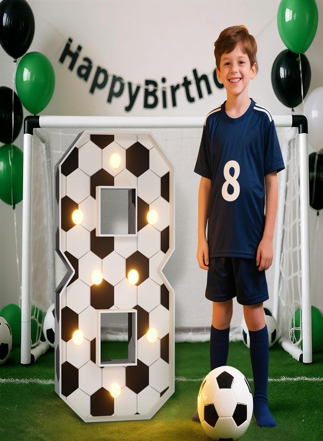 imprsv Soccer 8th Birthday Party Decorations, 3FT Marquee Number 8 for Soccer Theme Party Decorations, Light up Numbers 8 for 8th Birthday Backdrop Decor Supplies Favors - Image 1
