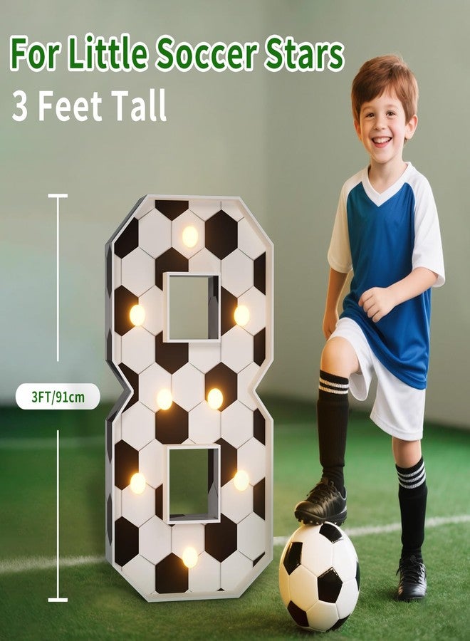 imprsv Soccer 8th Birthday Party Decorations, 3FT Marquee Number 8 for Soccer Theme Party Decorations, Light up Numbers 8 for 8th Birthday Backdrop Decor Supplies Favors - Image 2