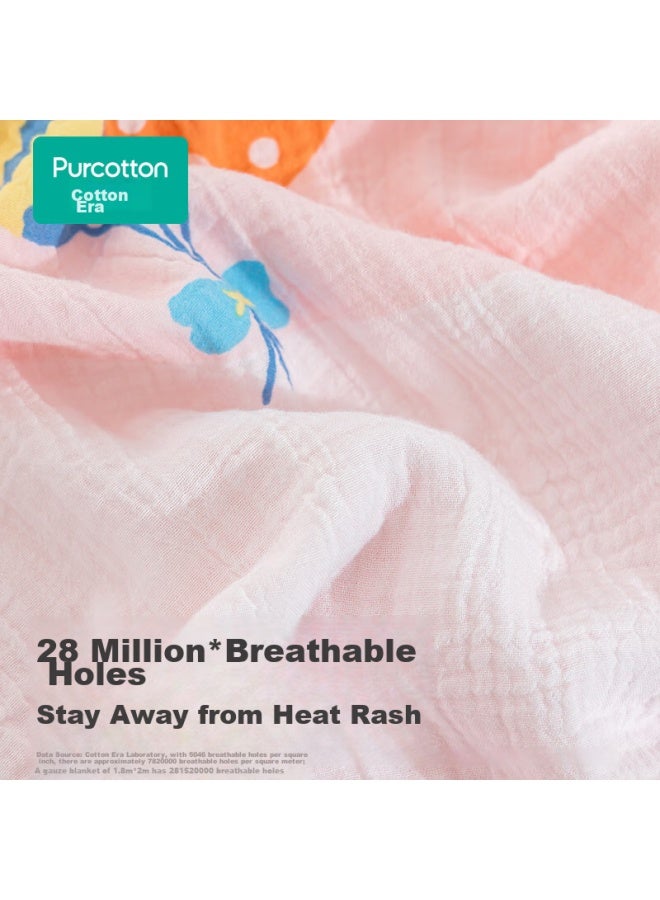 Purcotton Children's Gauze Quilt, Pure Cotton Summer Air Conditioning Quilt, Cool Quilt, Baby Blanket, Rabbit And Balloon Pattern, 1.2×1.5m - Image 3