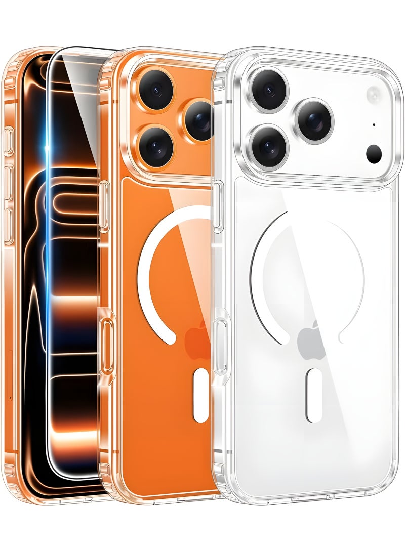 أثير حافظة واقية شفافة لهاتف iPhone 17 Pro Max حافظة هاتف رفيعة للغاية ومناسبة للشكل متوافقة مع MagSafe حافظة هاتف شفافة مغناطيسية مقاومة للخدش حماية رفيعة للغاية من السقوط بمستوى عسكري (إصدار شفاف) - Image 1