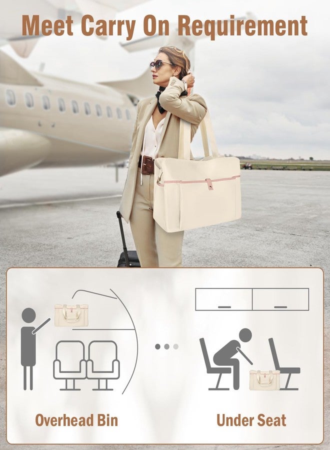 Wedama Weekender Bag for Women, Large Travel Duffel Bag, Portable Travle Carry on Overnight Bag Travel Essentials with Multi Compartments, Sport Gym Bag Hospital Bag with Wet Pocket, Beige - Image 4