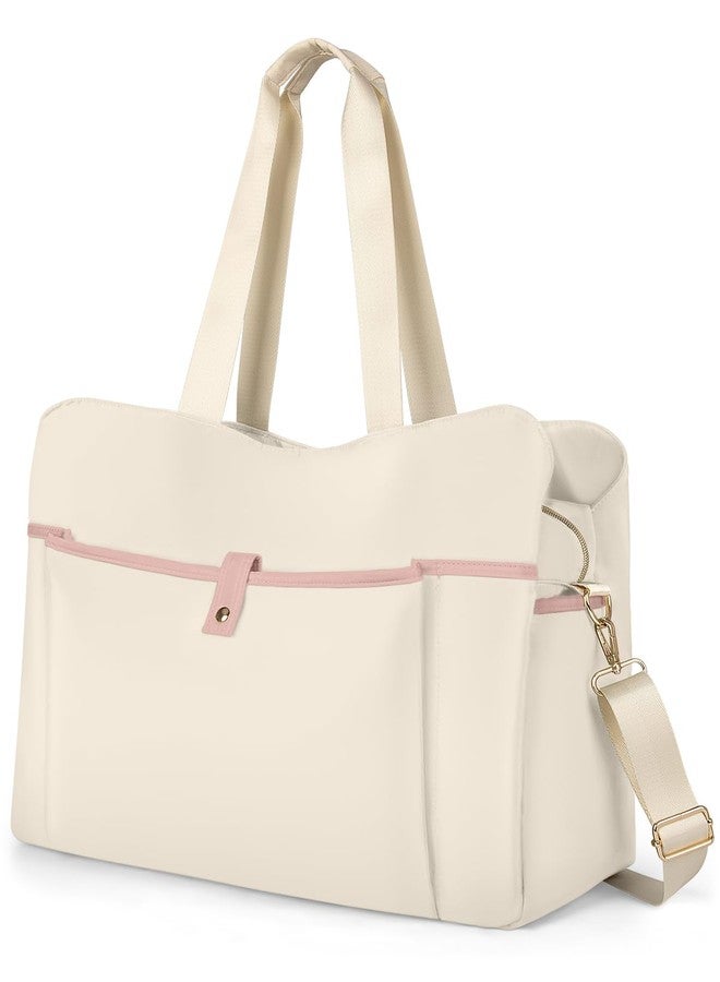 Wedama Weekender Bag for Women, Large Travel Duffel Bag, Portable Travle Carry on Overnight Bag Travel Essentials with Multi Compartments, Sport Gym Bag Hospital Bag with Wet Pocket, Beige - Image 1