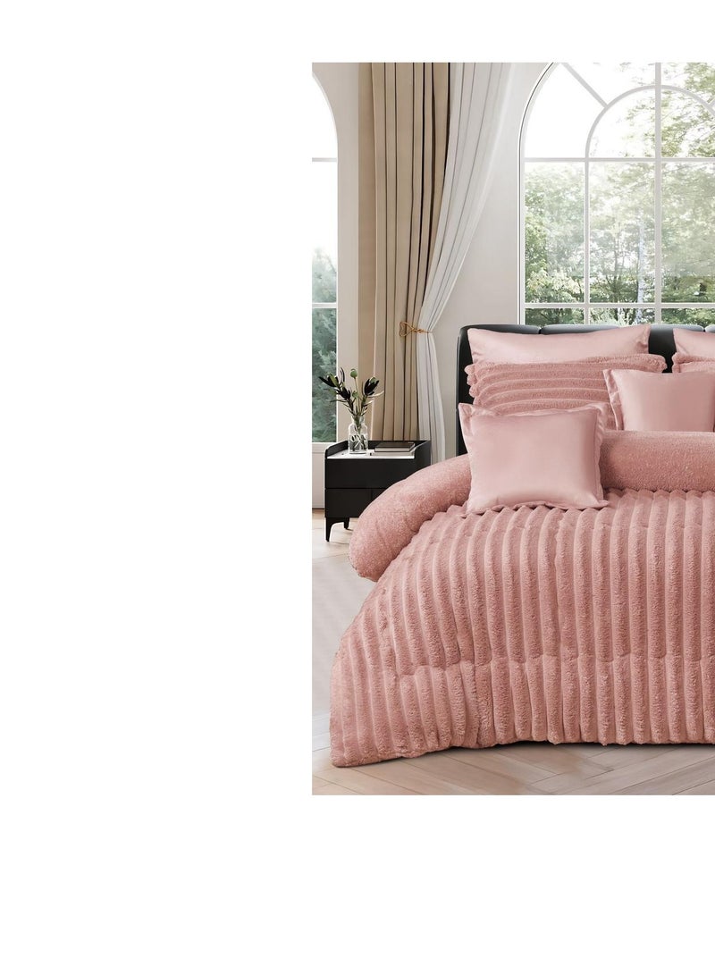 مون طقم لحاف شتوي نضام وجهين وجه مخمل ووجه فرو ناعم نضام 6 قطع حشوه وسط ونوعيه ممتازة وعملي 220 في 240 - Image 3