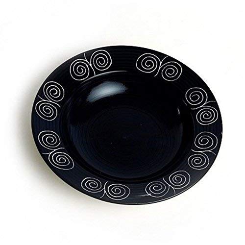 Caffeine Caffeine Ceramic Handmade Stoneware Black Doodle Soup Plates/Pasta Plate/Maggie Plate/Macaroni Plate 9" (Set of 6 Dishwasher & Microwave Safe) - Image 3