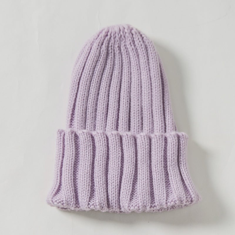 6 Children'S Knitted Hat Parent-Child 2019 New Korean Style Fashionable Solid Color Curling Men'S And Women'S Warm Wool Hat - Image 1