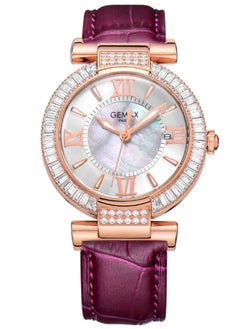 GEMAX 3002P-CR-B5-DW, Quartz Watches for women,Leather Strap  - Image 1