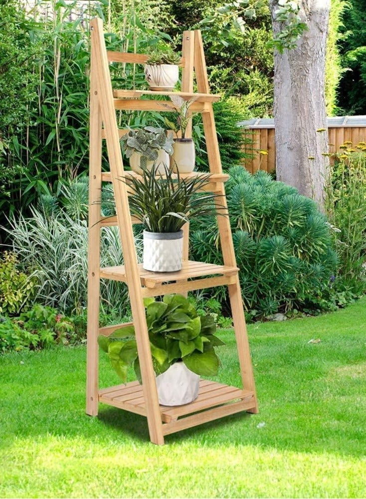 JOGAMS Wood Plant Stand 4 Tier Bamboo Plant Stand for Indoor Outdoor Balcony Living Room Patio Home Decor - Image 2