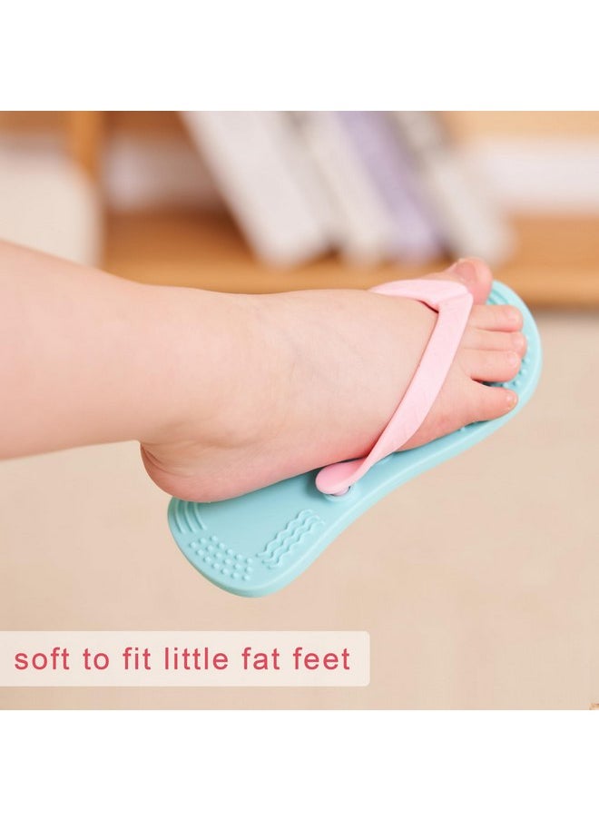 Smily Mia - Smily Mia Flip-Flop Baby Teething Toys, Silicone Baby Teether For 3M+, Chewing Toys for Babies Teething Pain Relief,Silicone Baby Shoes,left foot Blue - Image 1