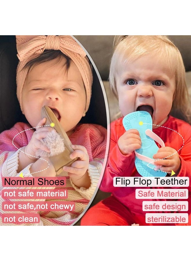 Smily Mia - Smily Mia Flip-Flop Baby Teething Toys, Silicone Baby Teether For 3M+, Chewing Toys for Babies Teething Pain Relief,Silicone Baby Shoes,left foot Blue - Image 1