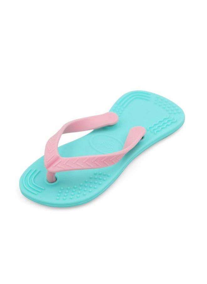 Smily Mia - Smily Mia Flip-Flop Baby Teething Toys, Silicone Baby Teether For 3M+, Chewing Toys for Babies Teething Pain Relief,Silicone Baby Shoes,left foot Blue - Image 1