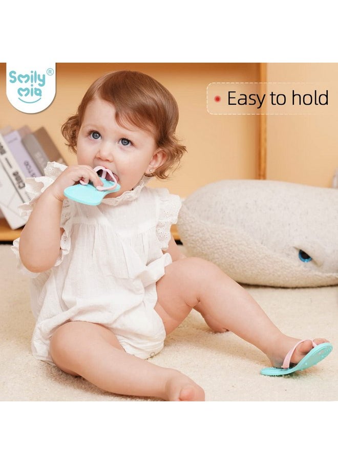Smily Mia - Smily Mia Flip-Flop Baby Teething Toys, Silicone Baby Teether For 3M+, Chewing Toys for Babies Teething Pain Relief,Silicone Baby Shoes,left foot Blue - Image 1