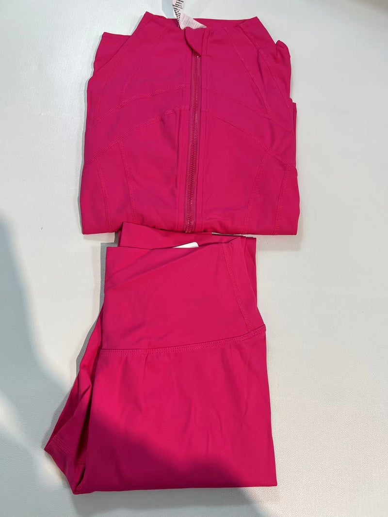 Generic Jacket Womens Sports Jacket Zipper Cardigan Long Sleeve Slim-Fit Running Fitness Top Define Yoga suit Plum red jacket suit 