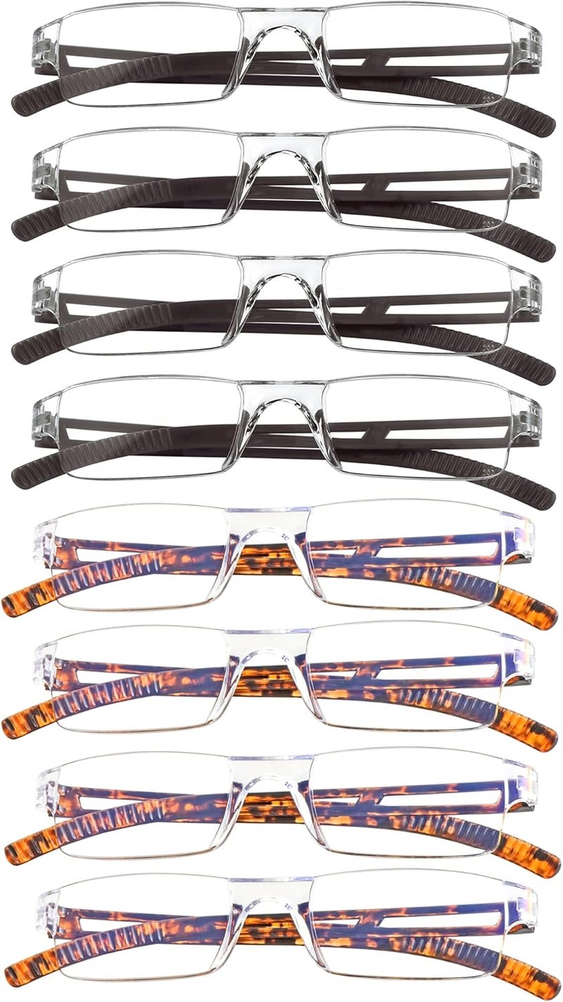 VisionGlobal 5/8 Pairs Reading Glasses, Computer Reading Glasses for Women and Men, Fashion Square Eyewear Frame - Image 1