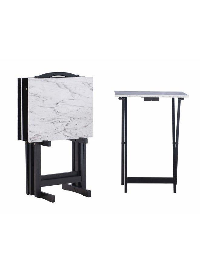 Linon Tray Table Set, 15.75"D x 18.9"W x 26.38"H, White - Image 1