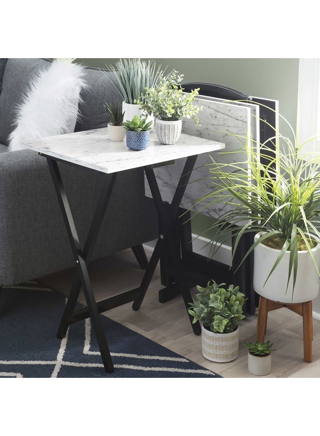 Linon Tray Table Set, 15.75"D x 18.9"W x 26.38"H, White - Image 2