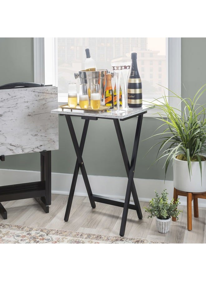 Linon Tray Table Set, 15.75"D x 18.9"W x 26.38"H, White - Image 3