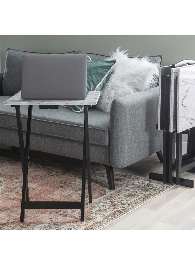 Linon Tray Table Set, 15.75"D x 18.9"W x 26.38"H, White - Image 4
