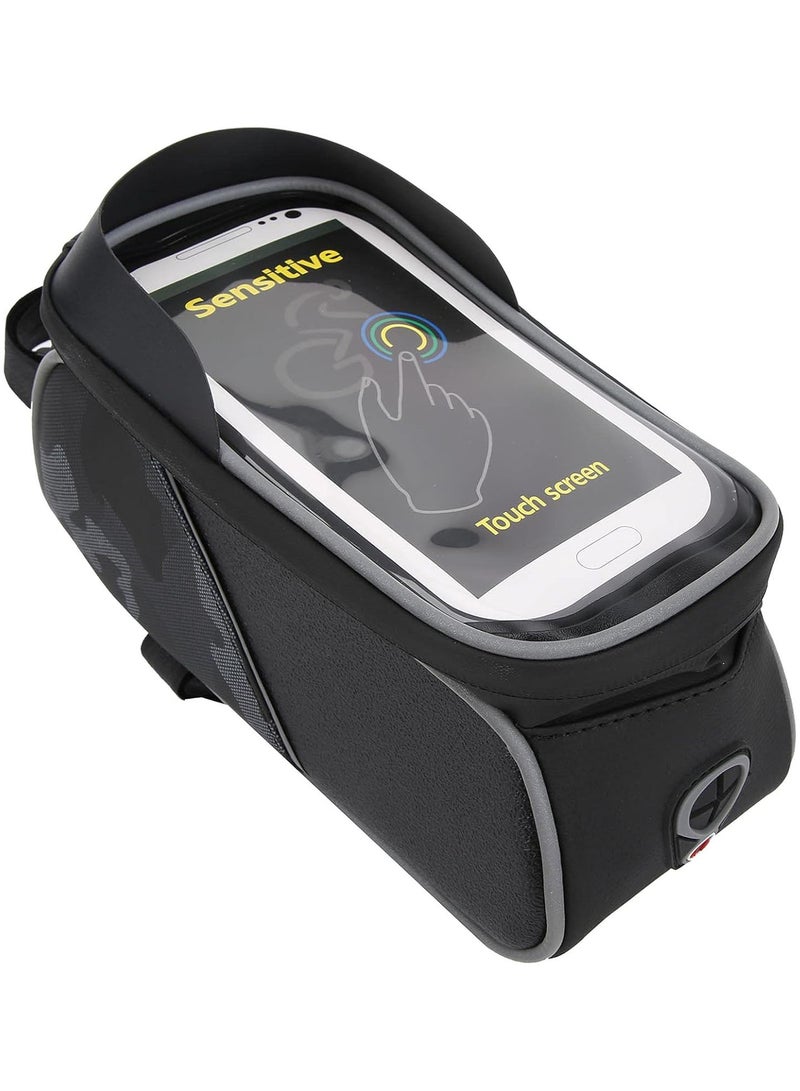 GGOOT Bike Frame Bag, Waterproof Bike Frame Bag Bicycle Cell Phone Holder Bicycle Top Tube Phone Mount Bag TPU Sensitive Touch Screen Front Frame Bag - Image 2
