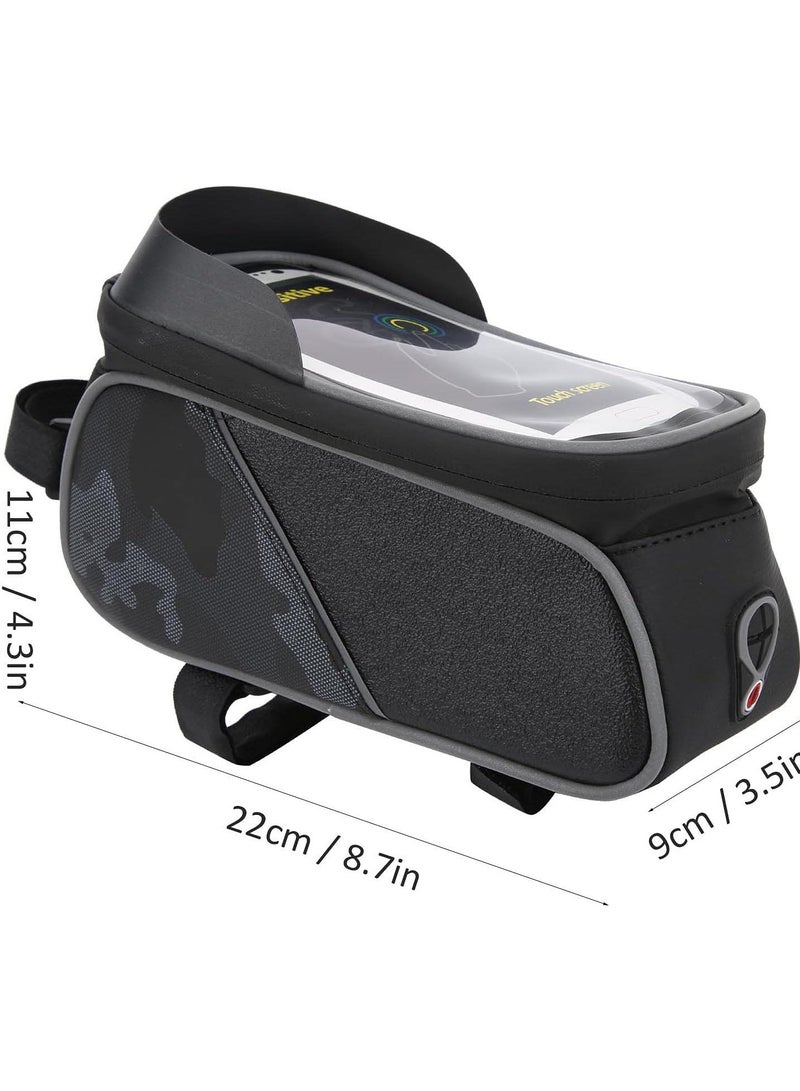 GGOOT Bike Frame Bag, Waterproof Bike Frame Bag Bicycle Cell Phone Holder Bicycle Top Tube Phone Mount Bag TPU Sensitive Touch Screen Front Frame Bag - Image 4