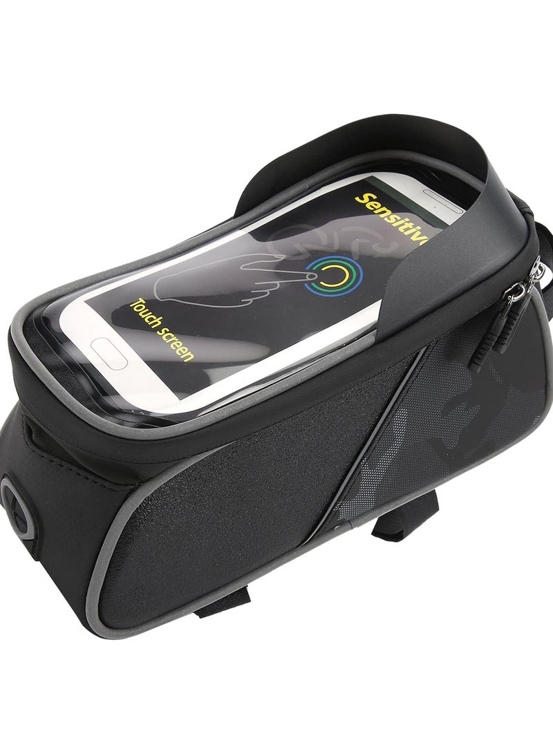 GGOOT Bike Frame Bag, Waterproof Bike Frame Bag Bicycle Cell Phone Holder Bicycle Top Tube Phone Mount Bag TPU Sensitive Touch Screen Front Frame Bag - Image 1