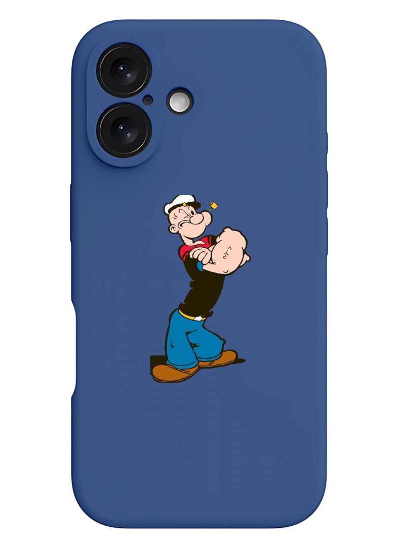 Theodor iPhone 16 Blue Protective Slim Fit Case Liquid Silicone Cover with Full Body Protection Anti-Scratch Shockproof Case For iPhone - Popey - Image 1