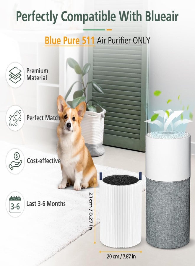 isinlive Blue Pure 511 Replacement Filter Compatible with Blueair Blue Pure 511 Air Purifier, 2-in-1 511 HEPA Particle Filter and Activated Carbon Filter, 2 Pack - Image 3