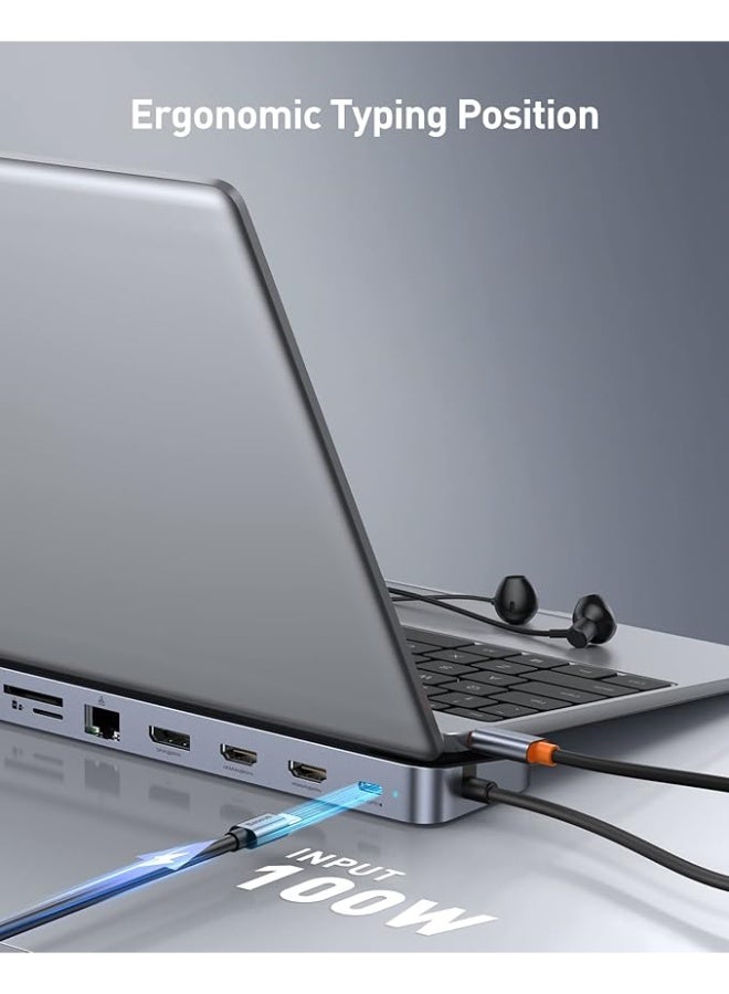 محور USB C 4K 60Hz 11 في 1 محول Type C إلى HDMI محول متعدد الوظائف مع واجهة إيثرنت جيجابت منافذ USB 3.0 طاقة 100 واط قارئ بطاقات SD TF - Image 2