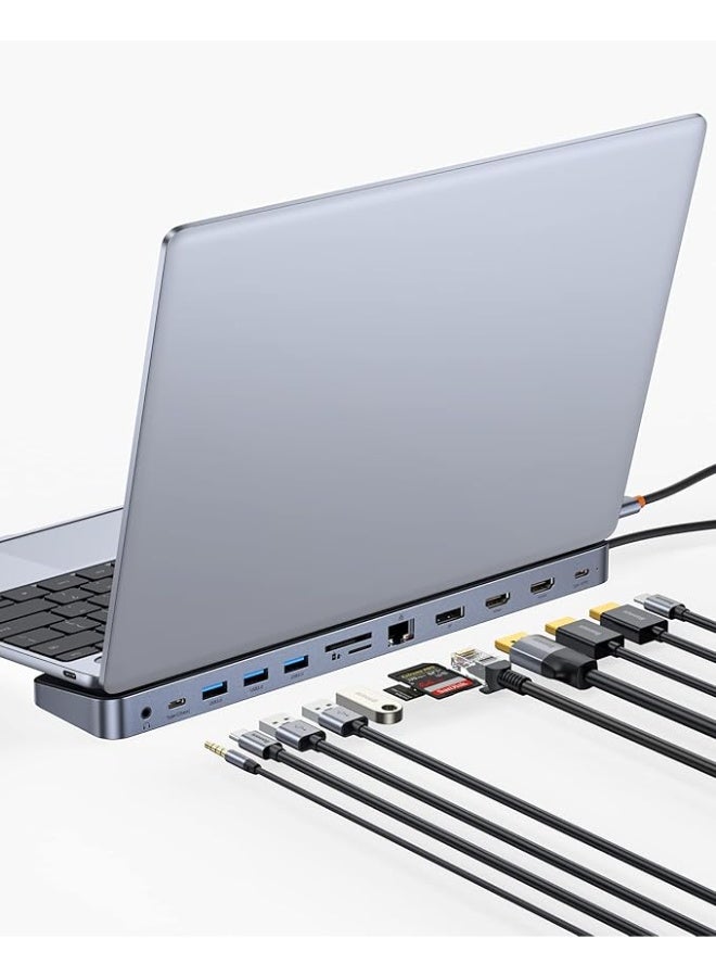 محور USB C 4K 60Hz 11 في 1 محول Type C إلى HDMI محول متعدد الوظائف مع واجهة إيثرنت جيجابت منافذ USB 3.0 طاقة 100 واط قارئ بطاقات SD TF - Image 3