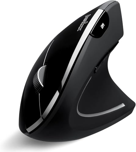 Perixx PERIMICE813B Bluetooth Vertical Mouse Wireless 3in1 MultiDevice Technology Travelling Carry Bag Black Right Handed - Image 1