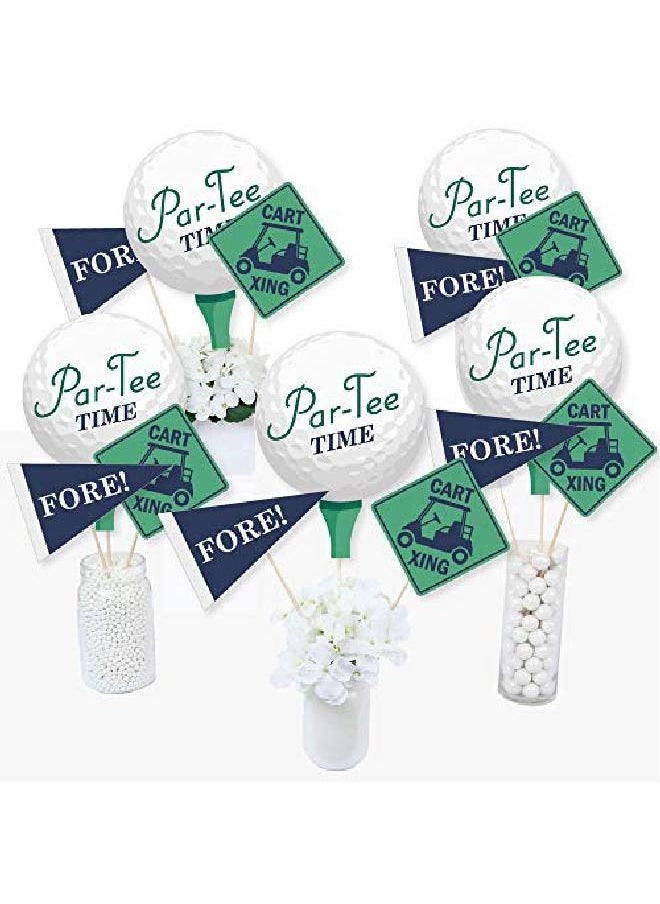 Big Dot of Happiness Partee Time Golf Birthday Or Retirement Party Centerpiece Sticks Table Toppers Set Of 15  - Image 1