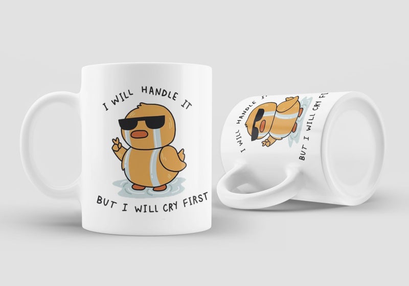 TAJNAN Funny Quote Coffee Mug – I Will Handle It But I Will Cry First – 11 oz Ceramic Cup Gift for Friends or Office - Image 5