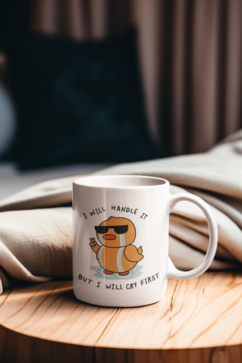 TAJNAN Funny Quote Coffee Mug – I Will Handle It But I Will Cry First – 11 oz Ceramic Cup Gift for Friends or Office - Image 4