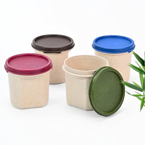 Eha Earth Friendly Storage Containers For Kitchen With Lid | Kitchen Containers Set of 4 | 350 ml | Made with Rice Husk | Microwave Safe & Fridge Storage Boxes | Storage Box | Multi-Dark - Image 1