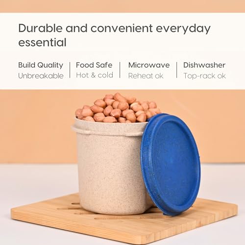 Eha Earth Friendly Storage Containers For Kitchen With Lid | Kitchen Containers Set of 4 | 350 ml | Made with Rice Husk | Microwave Safe & Fridge Storage Boxes | Storage Box | Multi-Dark - Image 4